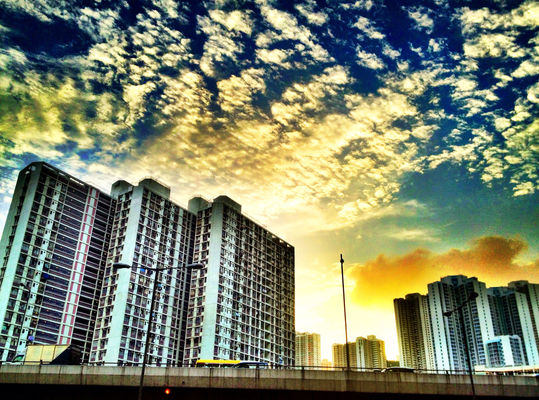 sunset in Kwai Chung by Christine Lee