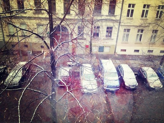 First snow at Zionskirchplatz by Claudia Reiners