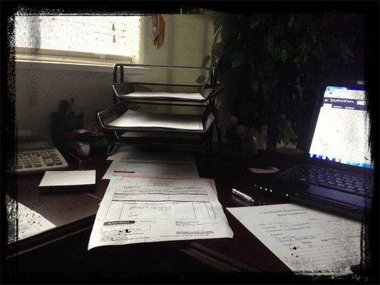 My desk at work by Armando Javier