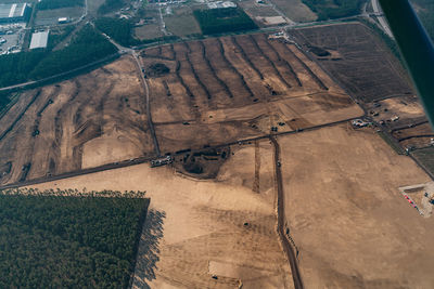 High angle view of agricultural field