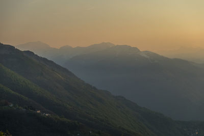 Scenic view of mountains against clear sky