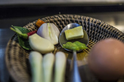 Close-up of dessert in plate on table