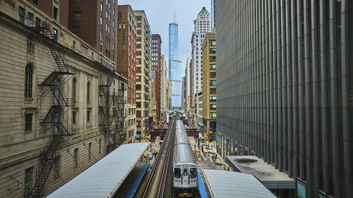 High angle view of city street