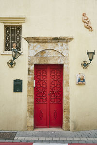 Closed door of building