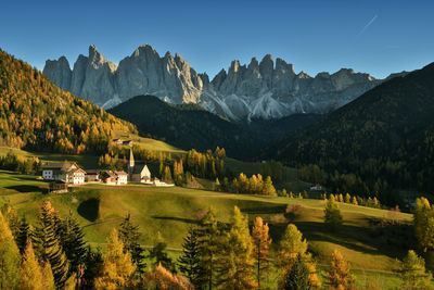 Scenic view of landscape and mountains against sky