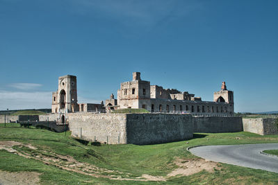 View of fort against clear blue sky