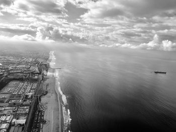 High angle view of cityscape against sky