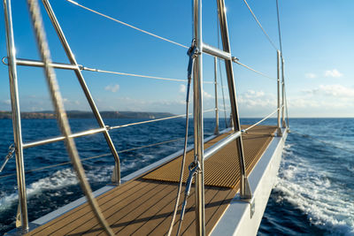 Low angle view of ship gangway