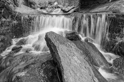 Long exposure of a waterfall at lee bay in exmoor national park