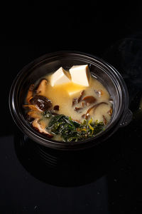 High angle view of food in bowl