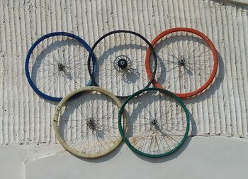 Close-up of circular object on wall