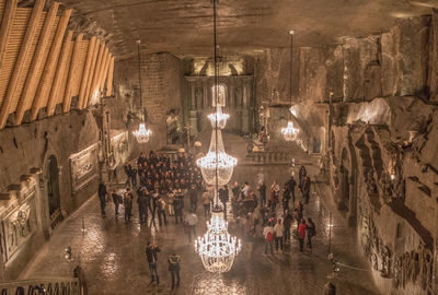 Group of people in illuminated building