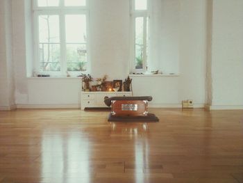 High angle view of tiled floor