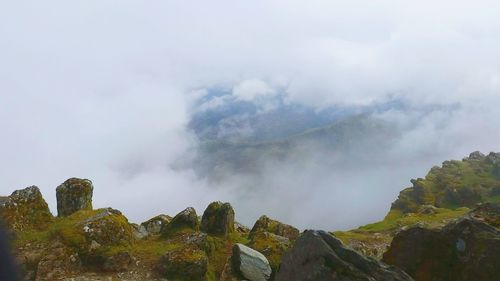 Panoramic view of mountains against sky