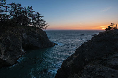 Scenic view of sea against sky during sunset