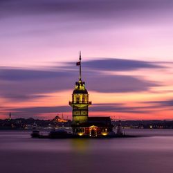 Silhouette of tower at sunset