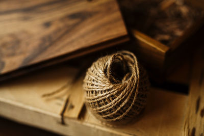 High angle view of book on table