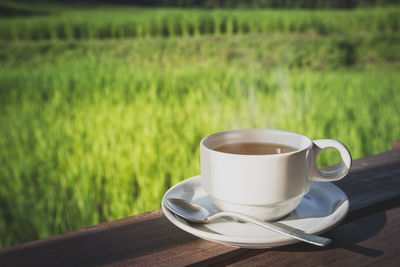 Coffee cup on table