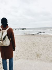 Rear view of man standing on beach