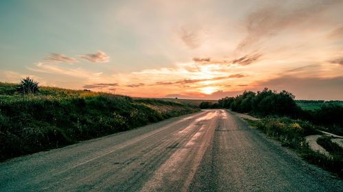 Country road at sunset