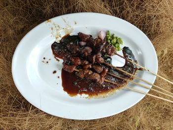 High angle view of meal served in plate