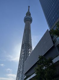 Low angle view of skyscraper against sky