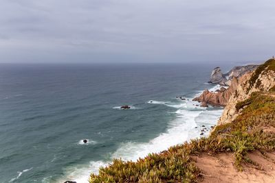 Scenic view of sea against sky from cabo da roca