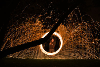 Firework display at night