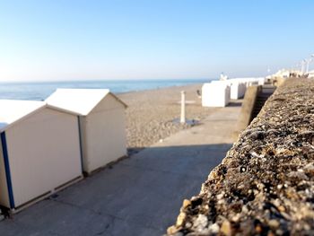 Scenic view of beach against clear sky