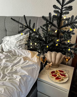 Close-up of christmas decorations on table