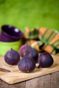 Close-up of fruits on cutting board