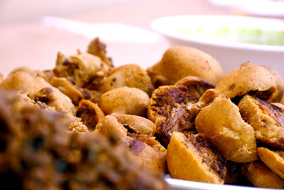 Close-up of cookies in plate