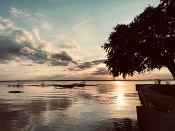 Scenic view of sea against sky during sunset