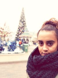 Portrait of young woman in winter