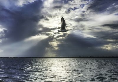 Scenic view of sea against cloudy sky