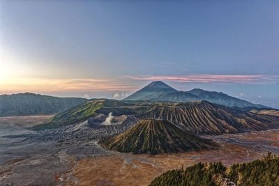 Scenic view of mountain range against sky