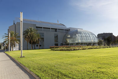 Modern building against clear sky