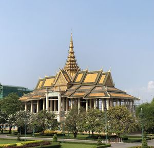 Low angle view of temple against clear sky