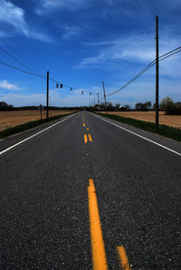 Road by landscape against sky