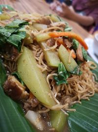 Close-up of food served in plate