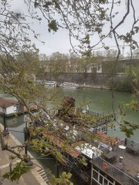 High angle view of bridge over river in city