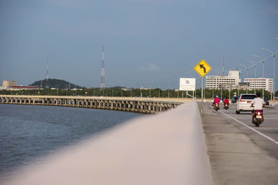 Bridge over river against clear sky