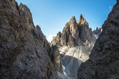 Cadini di misurina mountain peaks in trentino dolomite alp, italy