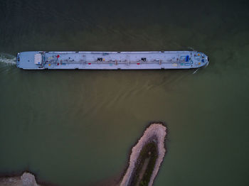 High angle view of boat in lake