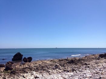 Scenic view of sea against clear sky