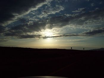 Scenic view of silhouette landscape against sky during sunset