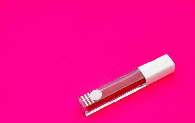 High angle view of pink pencils on table