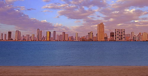 Panoramic view of sea against cloudy sky