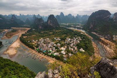 Aerial view of a village