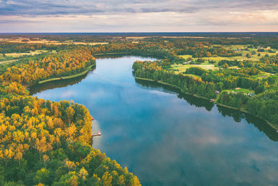 High angle view of lake against sky